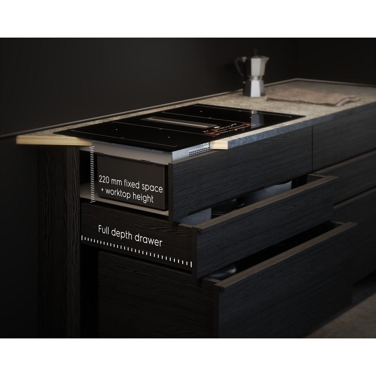 AEG CDE84779FB Induction Hob 83cm Ducted with Integrated Extractor Black