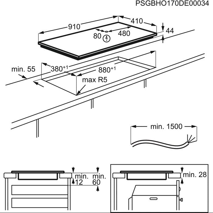 AEG IKK93431FB Induction Hob MaxiSense 90cm 3 Zone