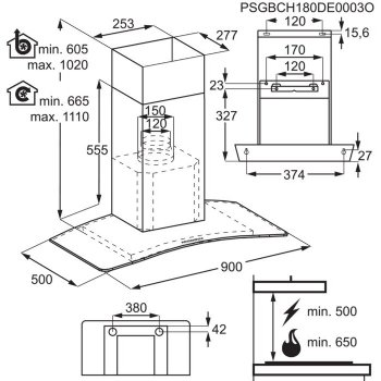 Electrolux LFL429A 90cm Curved Glass Cooker Hood Stainless Steel