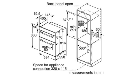 Bosch MBS533BS0B Double Oven Electric Built in Stainless Steel GRADE B