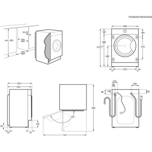 Electrolux E772F402BI Washing Machine 7kg 1200 rpm Fully Integrated