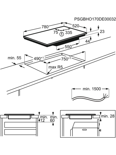 AEG IAE84411FB Induction Hob 80cm Hob2Hood 4 Zone