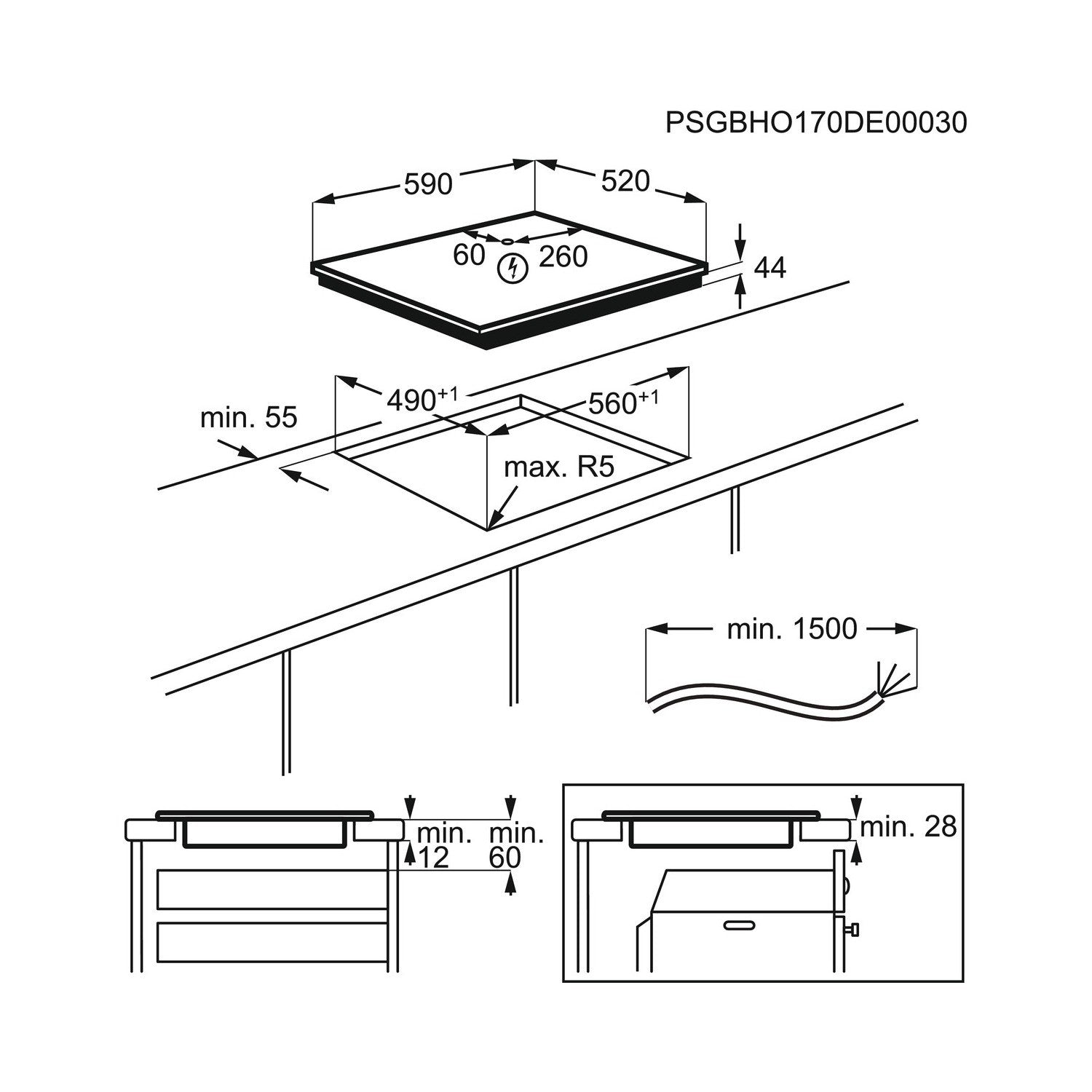 AEG IKE64450FB Induction Hob 4 Zone 60cm MultiBridge Black