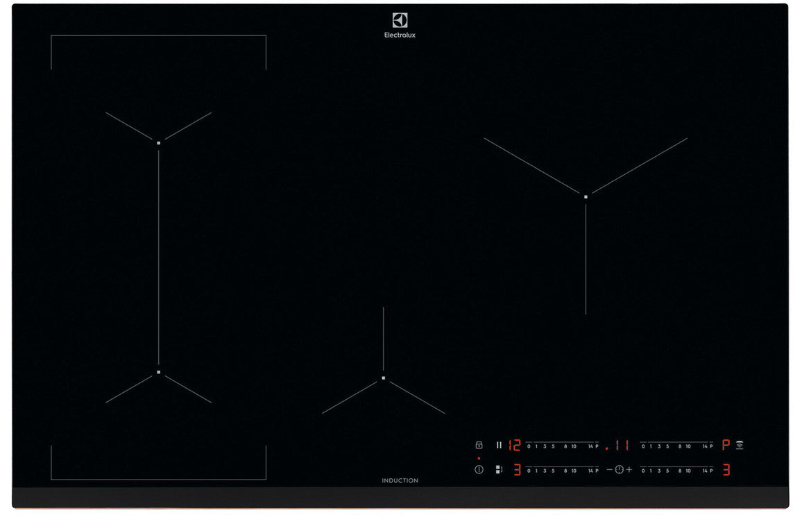 Electrolux KIV834 Induction Hob 80cm 4 Zones with Bridge Zone in Black