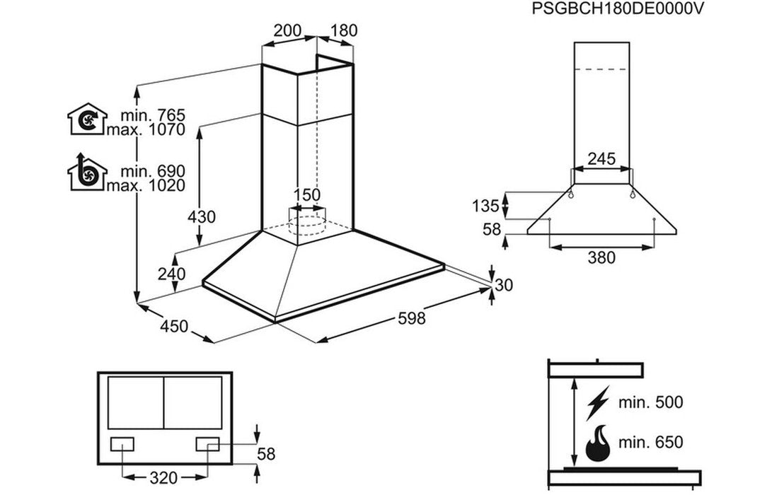 Electrolux LFC316X Chimney Hood 60cm Stainless Steel GRADE A