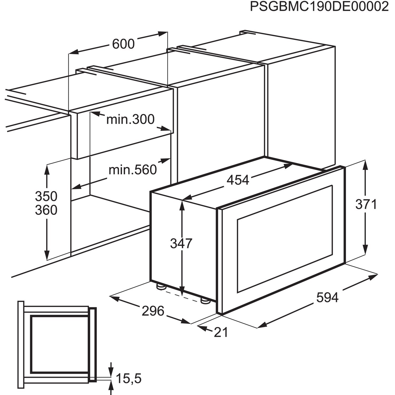 AEG MBB1756DEM Integrated Microwave Grill 16.8L Black
