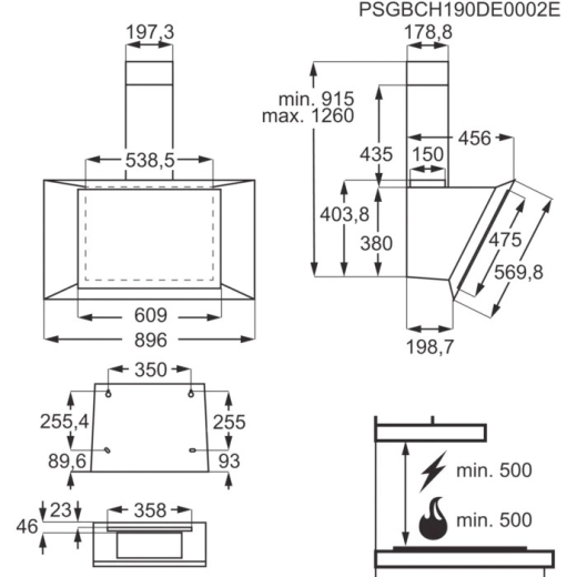 AEG DVK6981HB Cooker Hood 90cm Chimney Angled Matt Black GRADE A