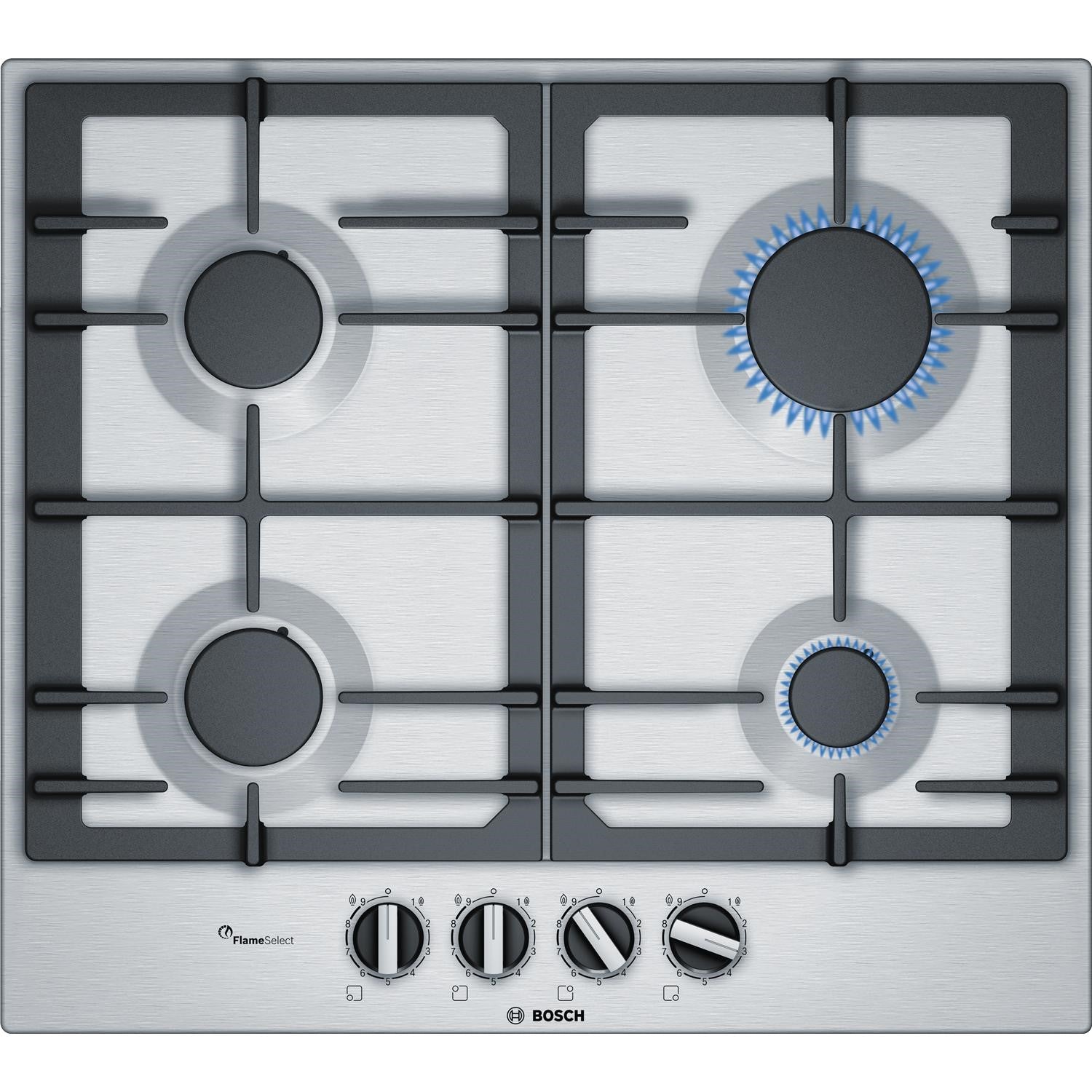 Bosch PCP6A5B90 Gas Hob 4 Burner 60cm in Stainless Steel GRADE B