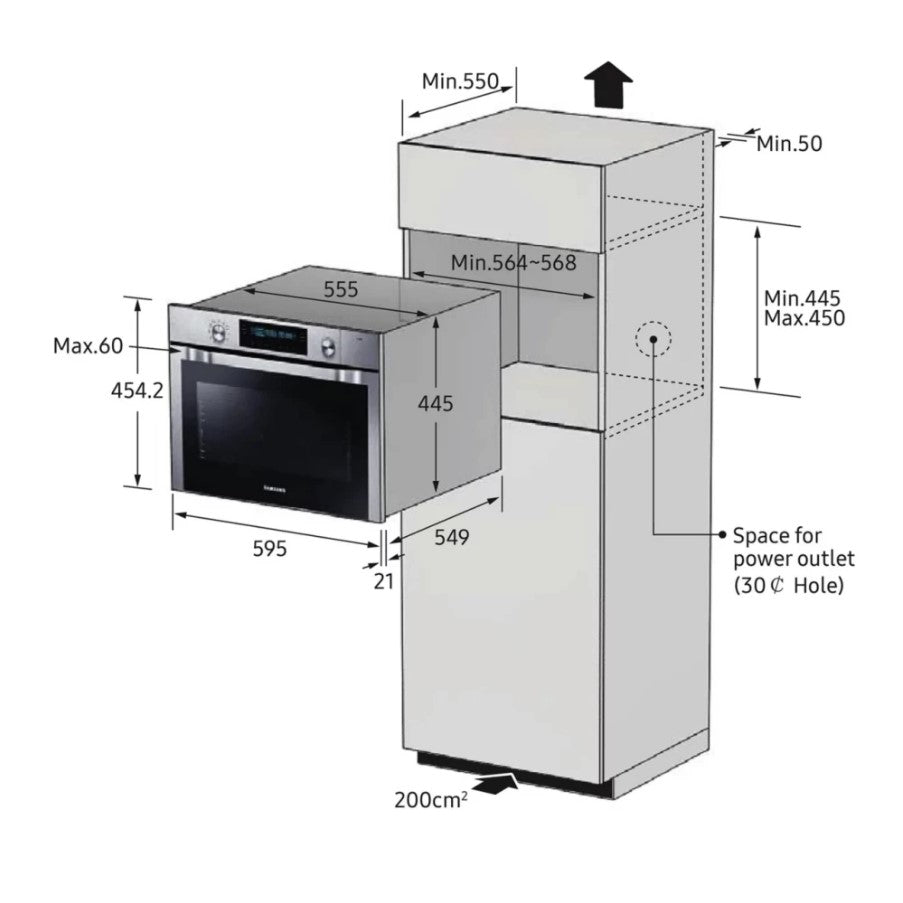 Samsung NQ50T8539BK Compact Combi Oven Infinite Onyx Black GRADE A