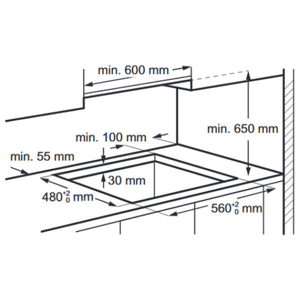 AEG HGB64420YM Gas Hob 60cm 4 Burner Stainless Steel