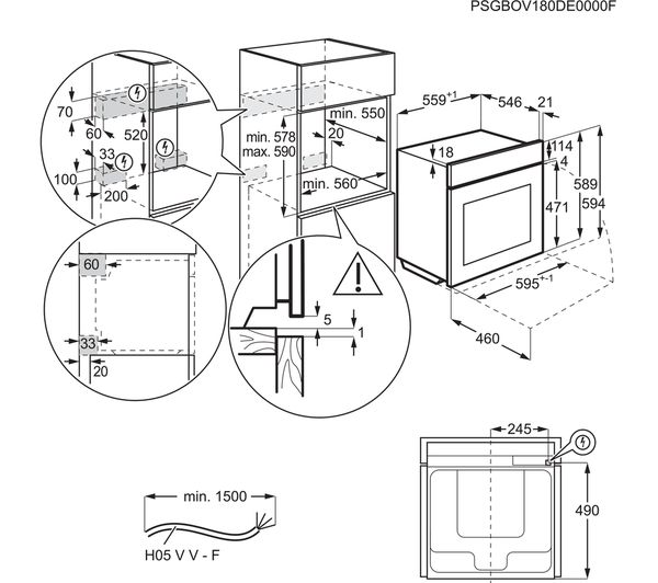 AEG BPS556020M Single Oven Pyrolytic Electric Stainless Steel GRADE B