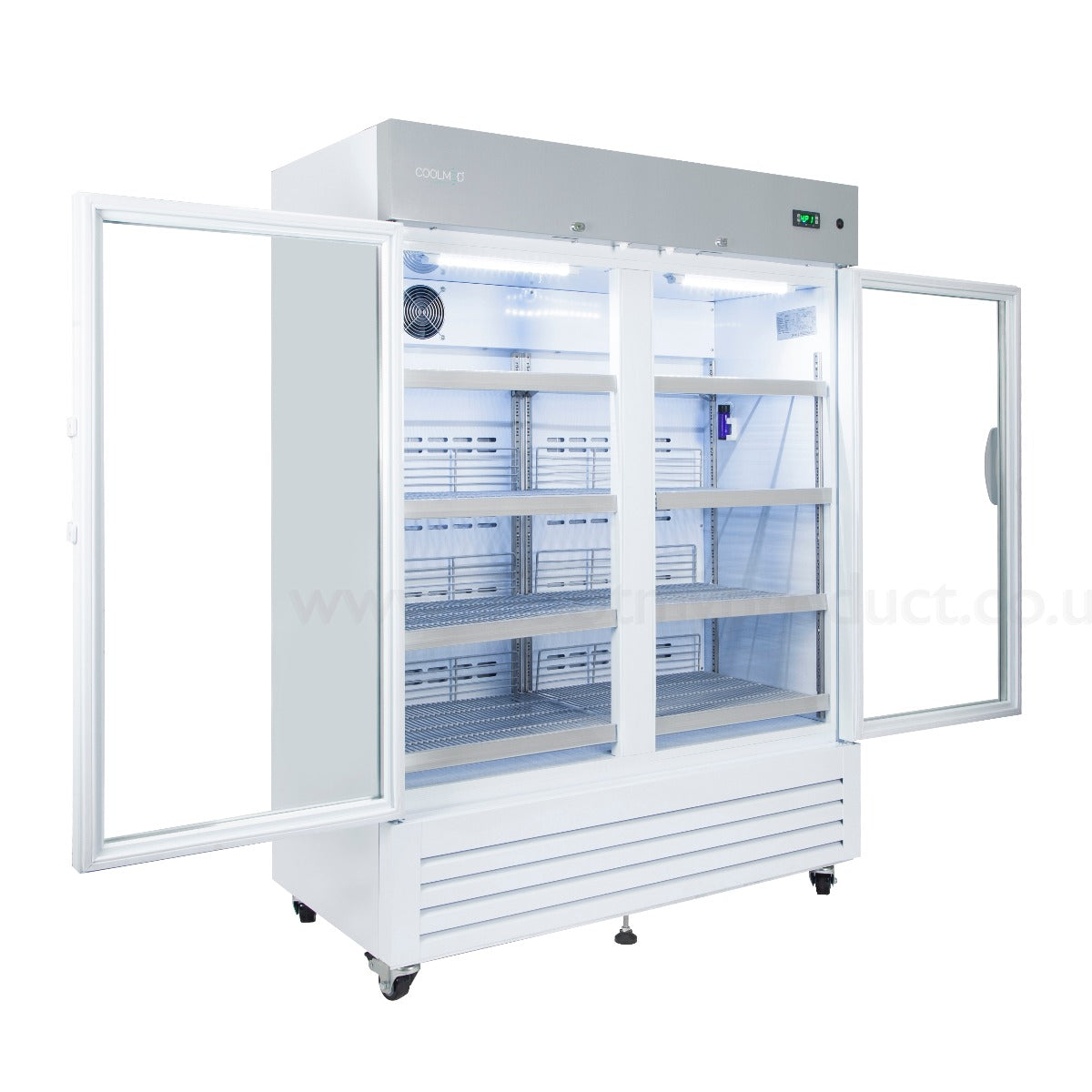 CoolMed CMG500 Pharmacy Refrigerator Double Glass Door 500L in White CLEARENCE