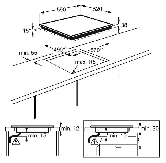 Electrolux EHF6140FOK Ceramic Hob 60cm 4 Zone Black