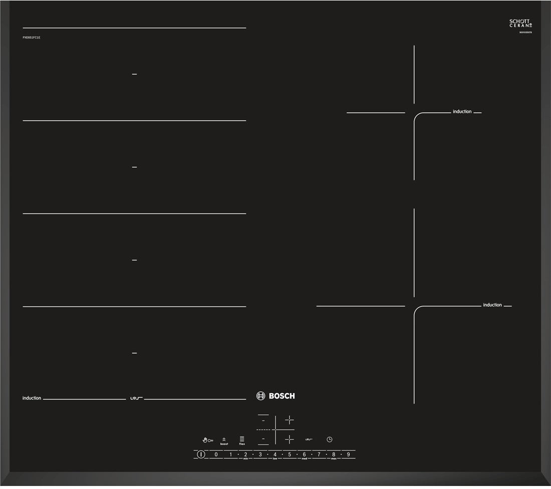 Bosch PXE651FC1E Induction Hob 60cm 4 Zone in Black