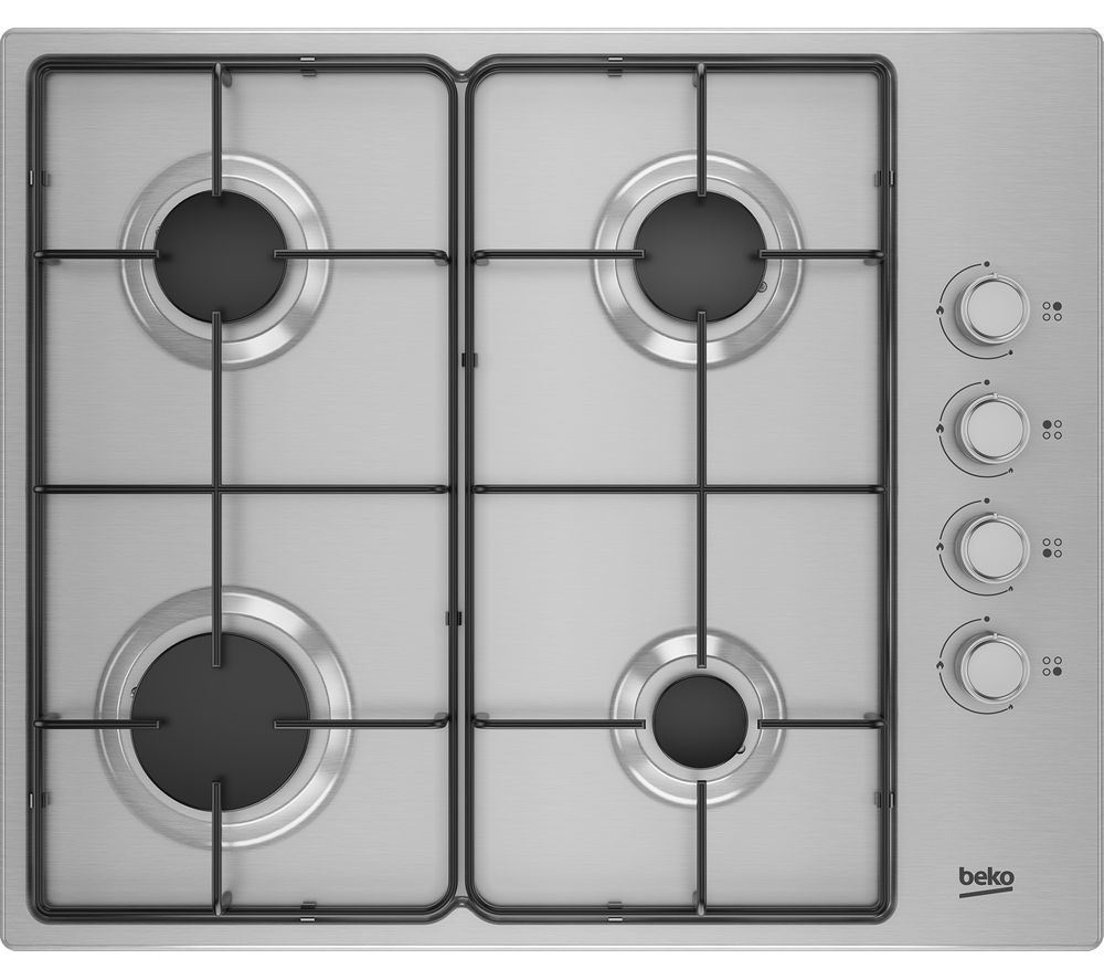 Beko HIBG64120SX 60cm Four Burner Gas Hob in Stainless Steel