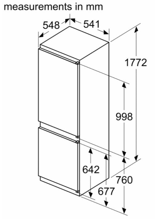 Neff KI7861SF0G Fridge Freezer Integrated 60:40 Frost Free Sliding GRADE A