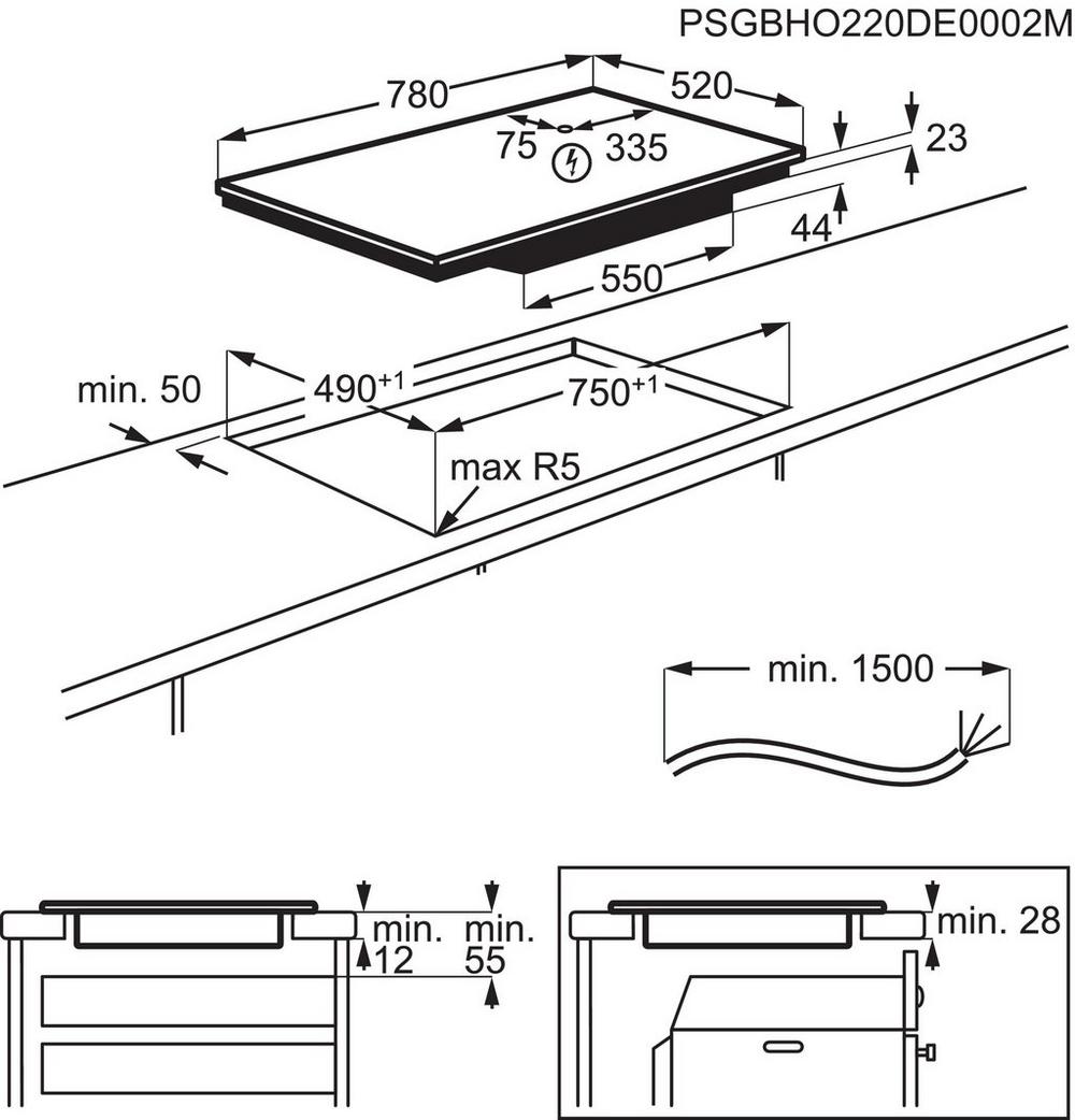 AEG IKS8575XFB Induction Hob 5 Zone 78cm Doublebridge Frameless