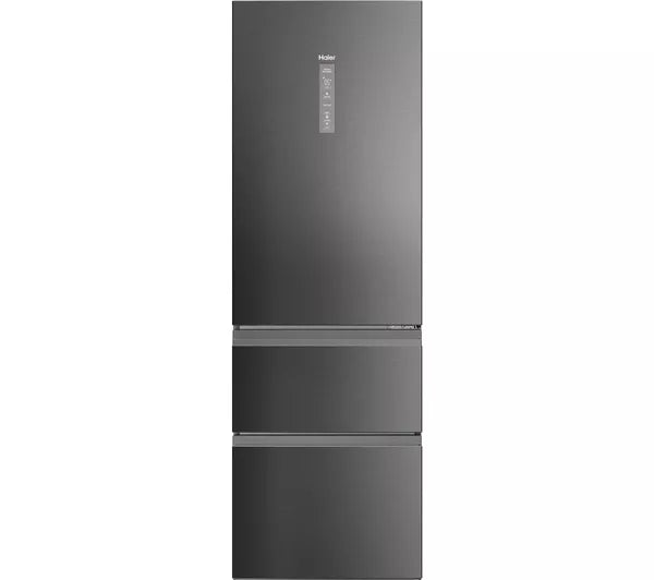 Haier HTW5618ENMP 3 Door Fridge Freezer Frost Free Platinum Inox