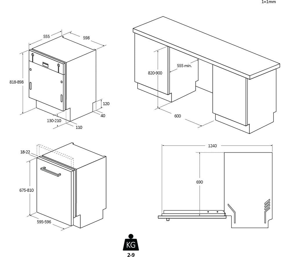 Haier XS4B4S3FSB Integrated Full Size WiFi Dishwasher 60cm