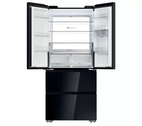 Haier HFKR7819DWGB Spacefit 4 Door Fridge Freezer Obsidian Black GRADE A