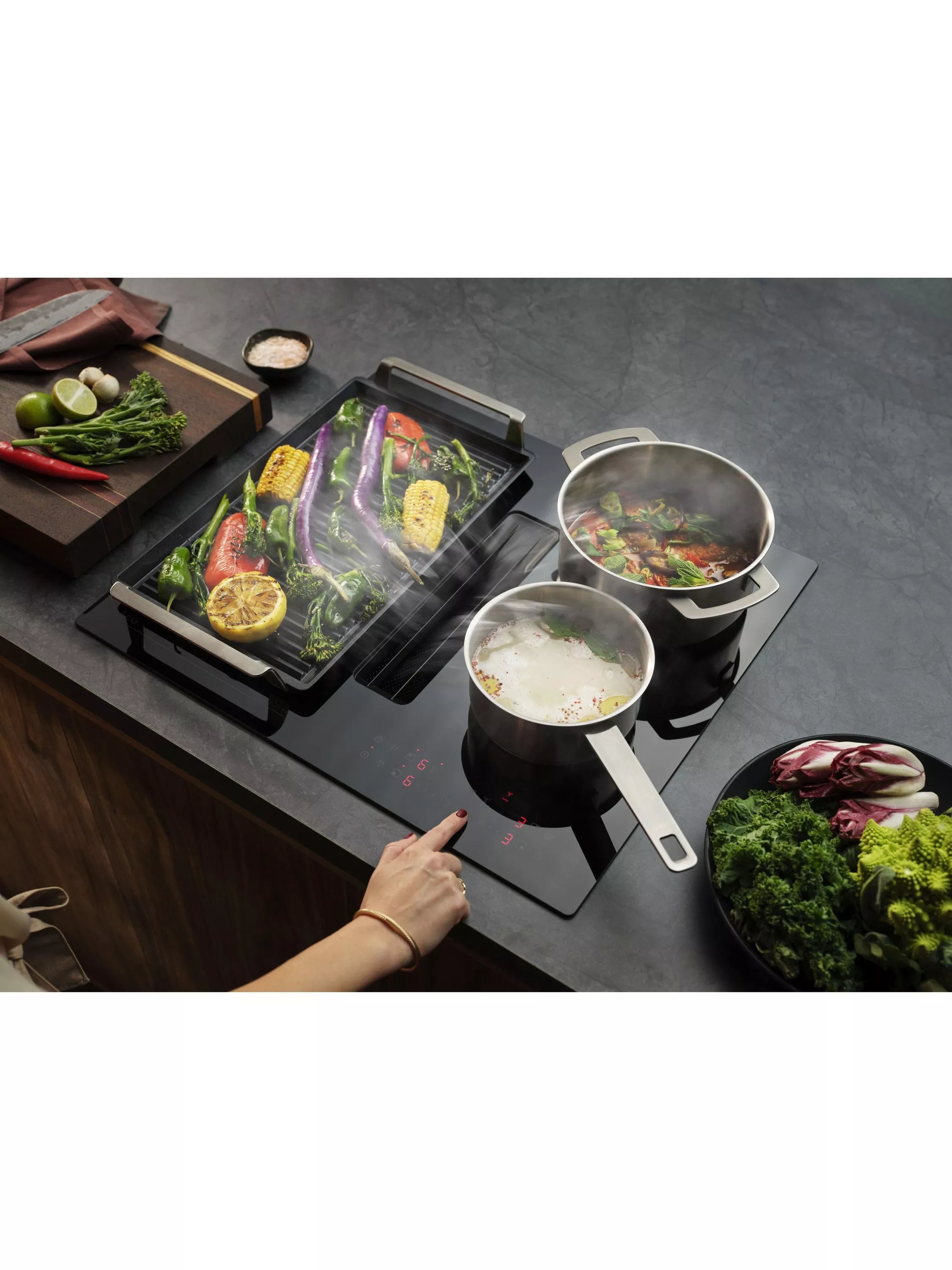 AEG TT64CB00CB Induction Hob + Hood 60cm ComboHob in Black