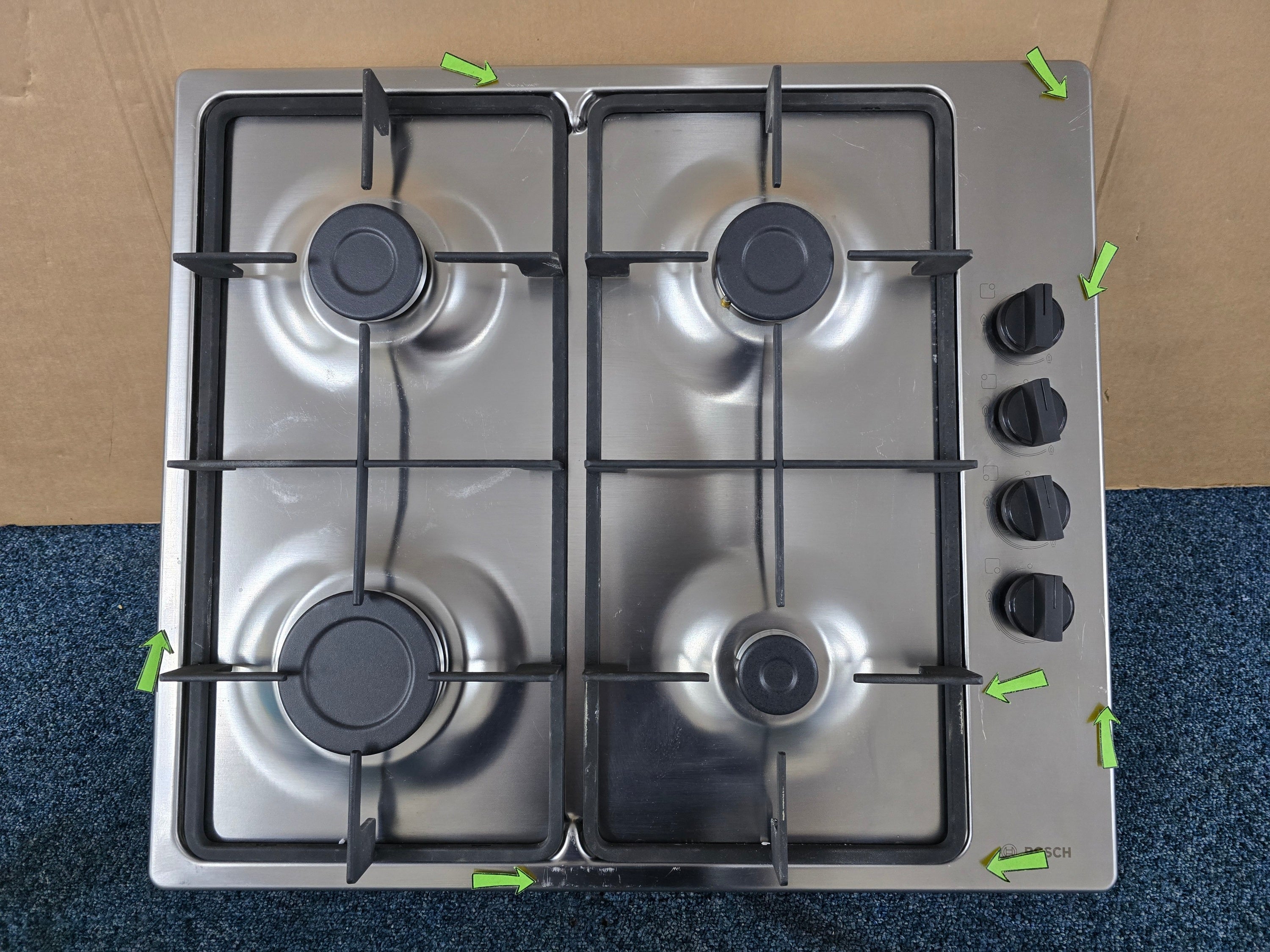 Bosch PBP6B5B60 60cm Gas Hob in Stainless Steel GRADE B