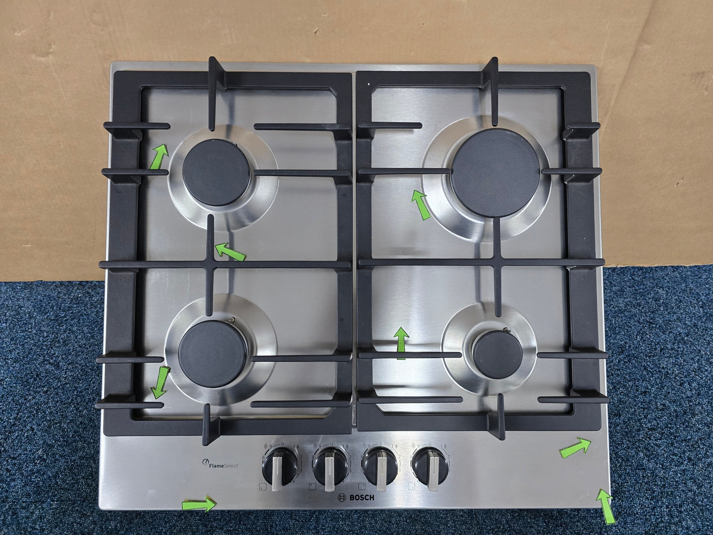 Bosch PCP6A5I90 Gas Hob 4 Burner 60cm in Stainless Steel GRADE B