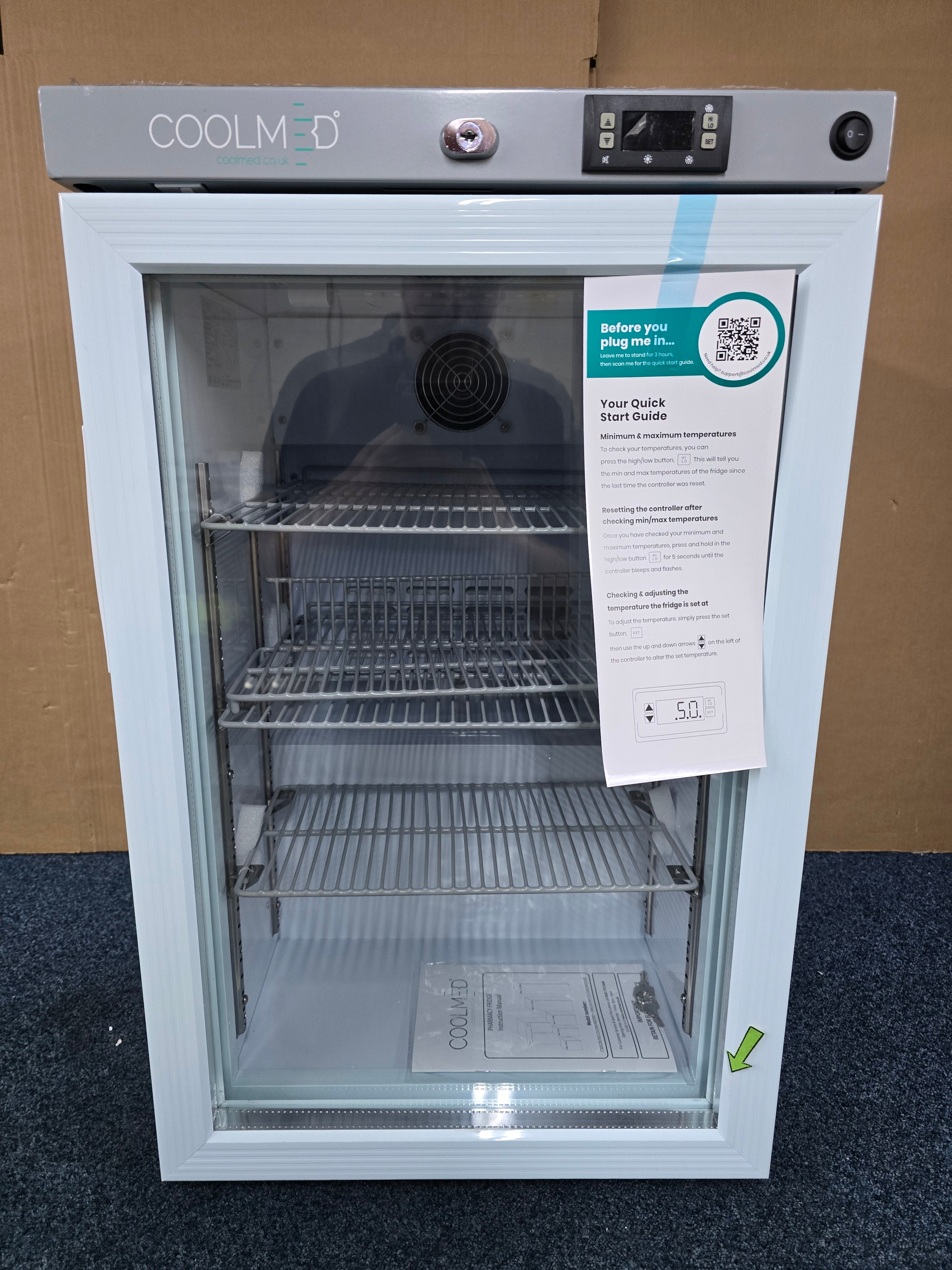 CoolMed CMG59 Pharmacy Refrigerator Glass Door 59L in White GRADE B