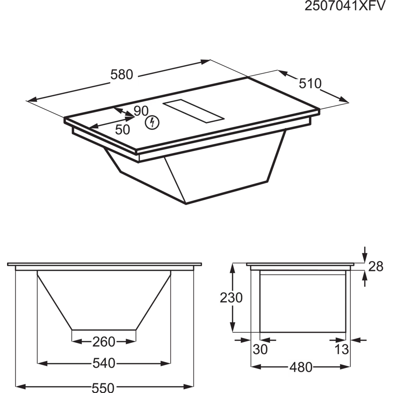 AEG TT64CB00CB Induction Hob + Hood 60cm ComboHob in Black