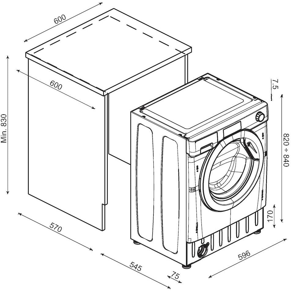 Candy BC4S496M6D8-80 Washer Dryer Integrated 9kg WiFi 1400rpm