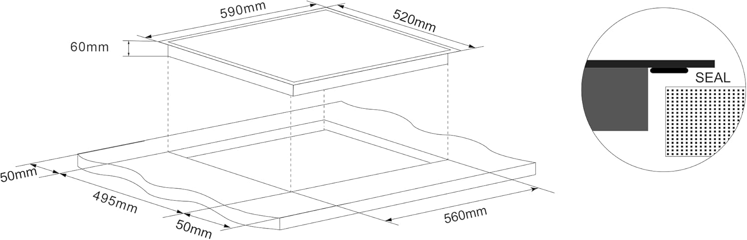 Cata UBFLEX60 Induction Hob Flex Zone in Black