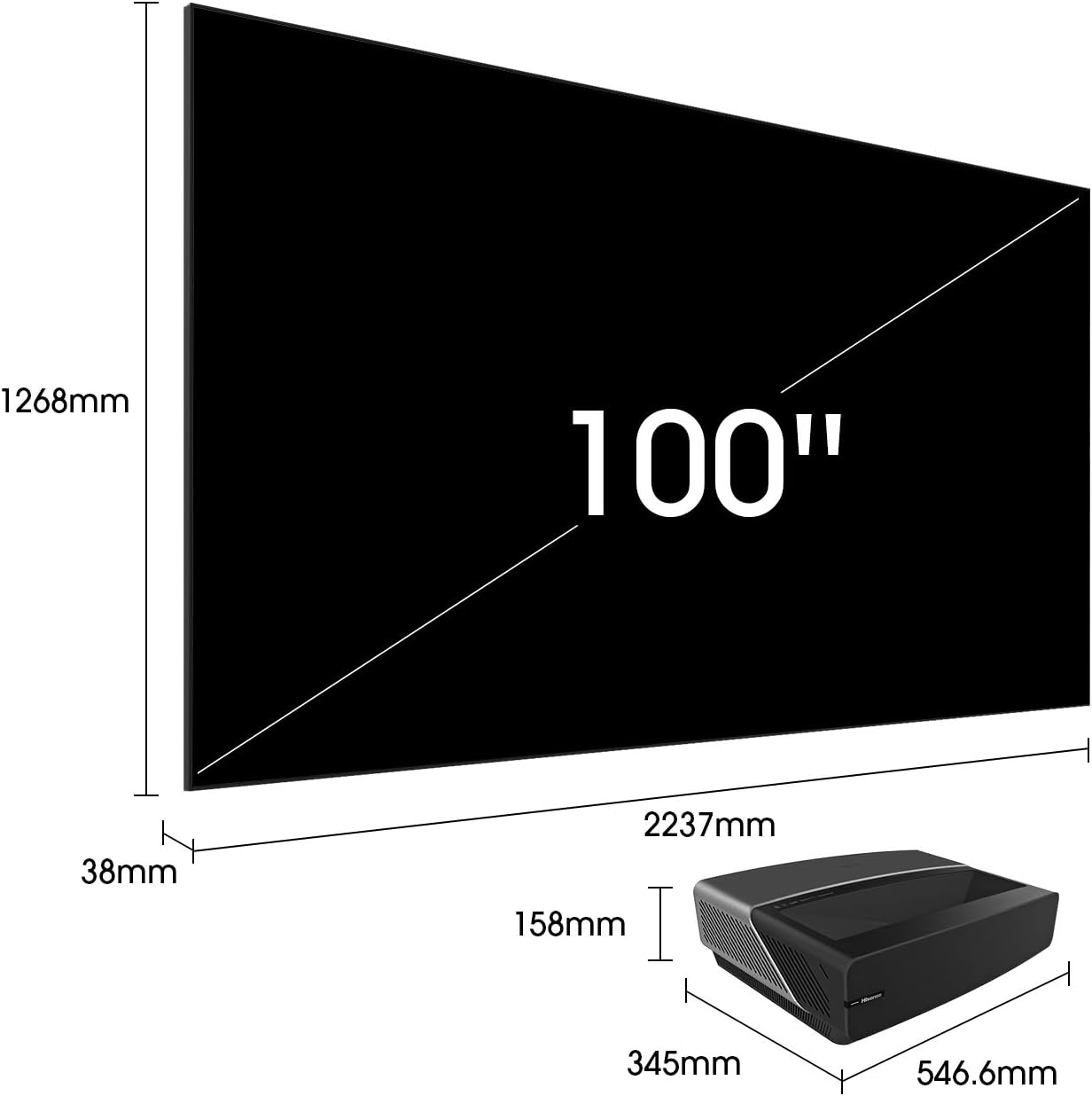 HiSense 100L5FTUK-B12 100" Ultra Short Throw Smart 4K Laser Projector