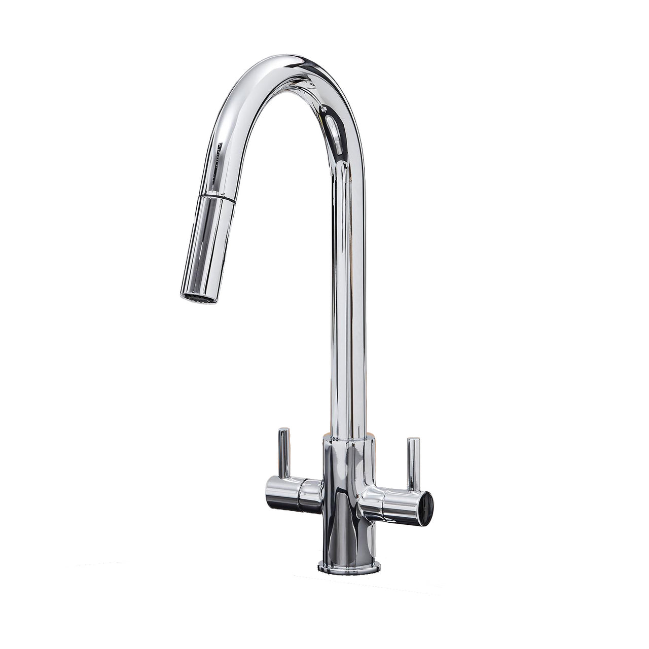 SIA KT4CH Chrome Pull Out Spray Twin Lever Monobloc Kitchen Sink Mixer Tap