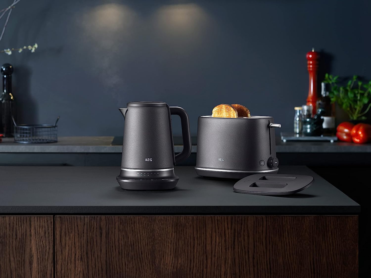 AEG Gourmet 7 Digital 1.7 Litre Kettle & 2 Slice Toaster Set Anthracite Grey