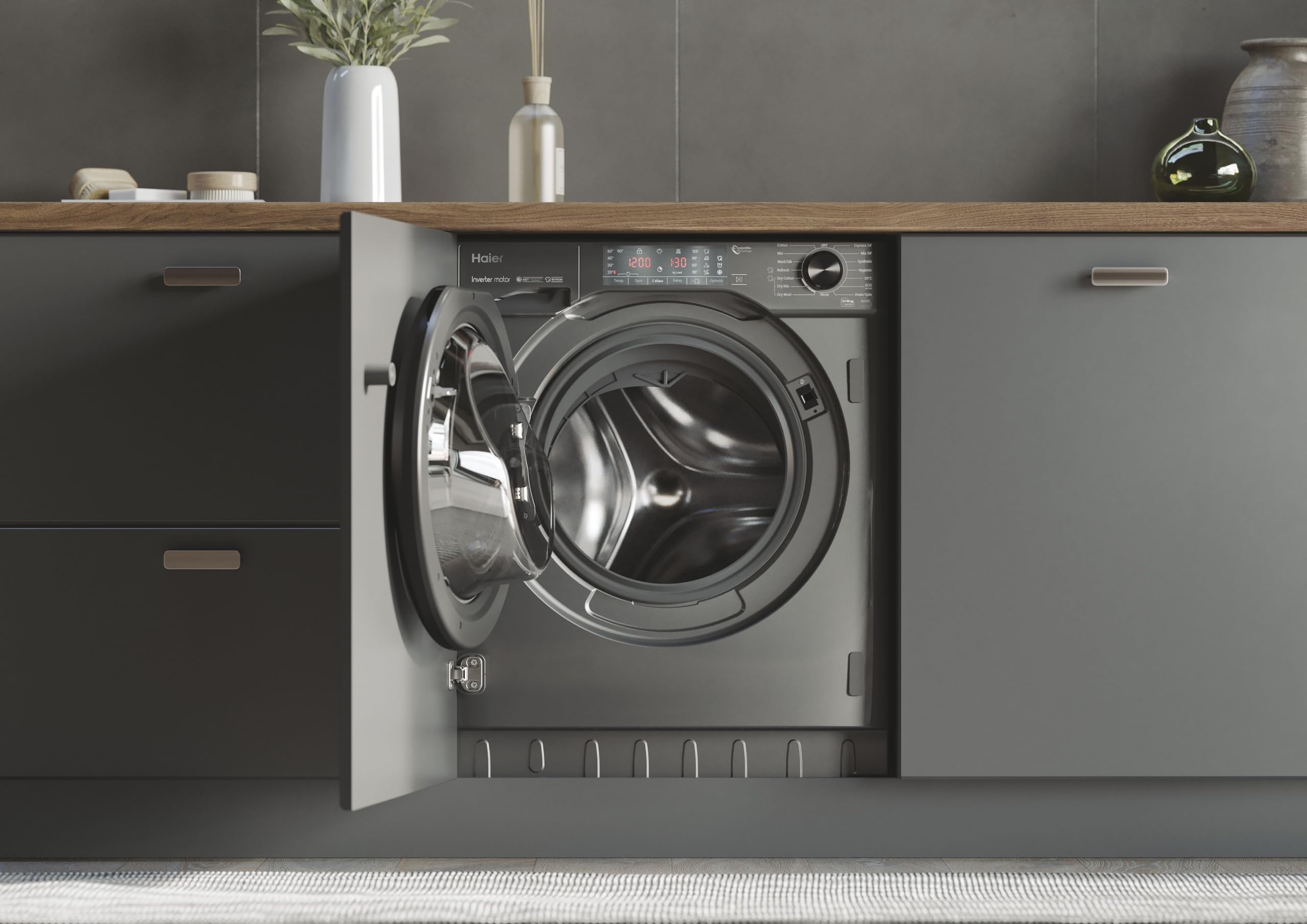 Haier HWDQ90B416FWBR Integrated Washer Dryer 9kg 1600rpm Graphite