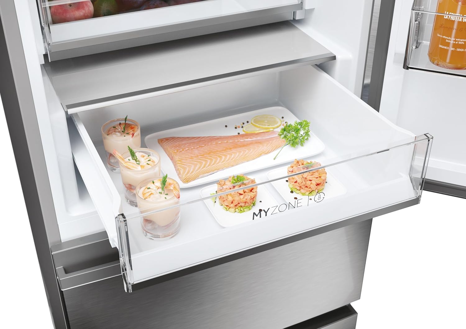 Haier HTW5618EWMG 4 Door Fridge Freezer Frost Free Stainless Steel