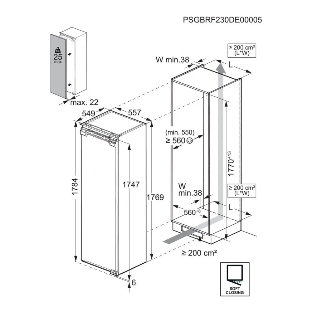 AEG NAB7N181EC Fully Integrated Tall Frost Free Freezer GRADE A