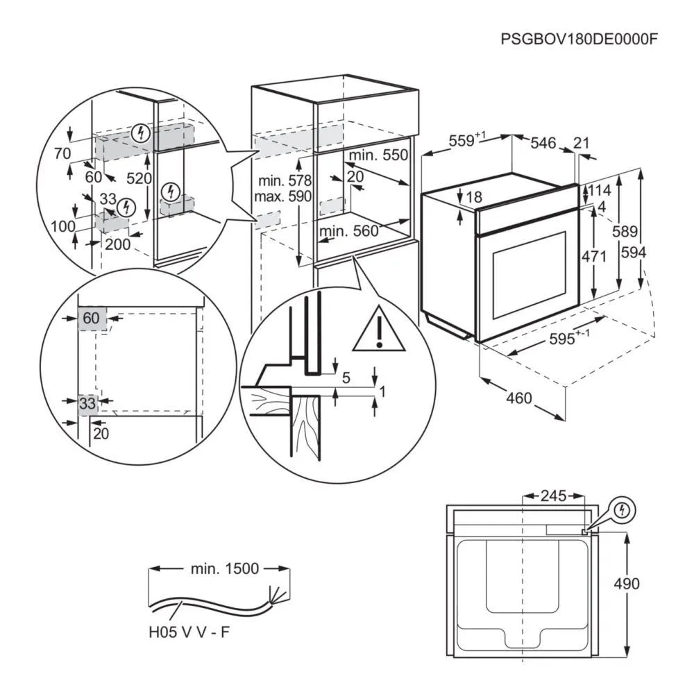 AEG TP8SB731AB MealAssist Pyrolytic Single Oven in Black GRADE A