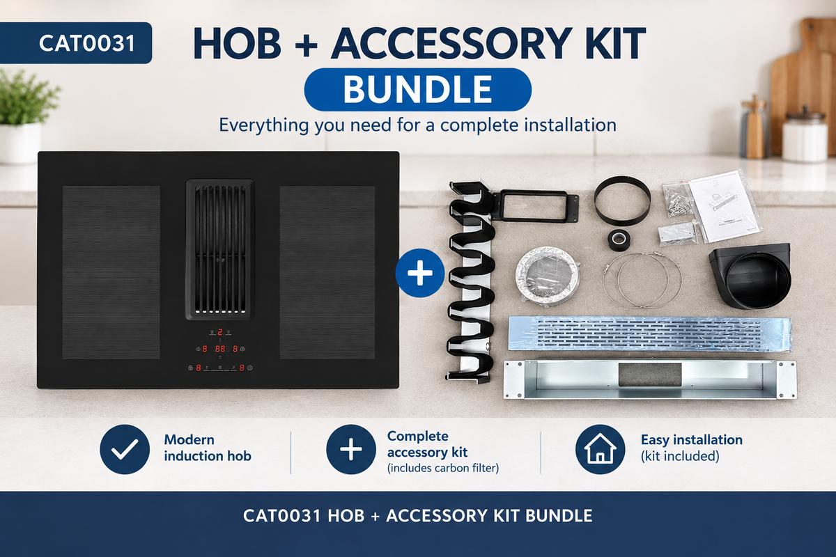 Cata WRDDH77 77cm Venting Induction Hob + WRDDKIT1 Plinth Recirculation Kit Bundle