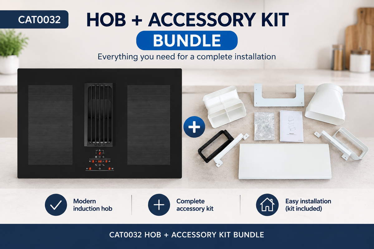 Cata WRDDH77 77cm Venting Induction Hob + WRDDKIT2 Plinth Recirculation Kit Bundle