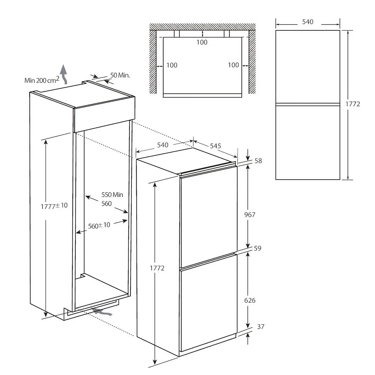 Candy CBL3518EK Integrated 70:30 Smart Fridge Freezer