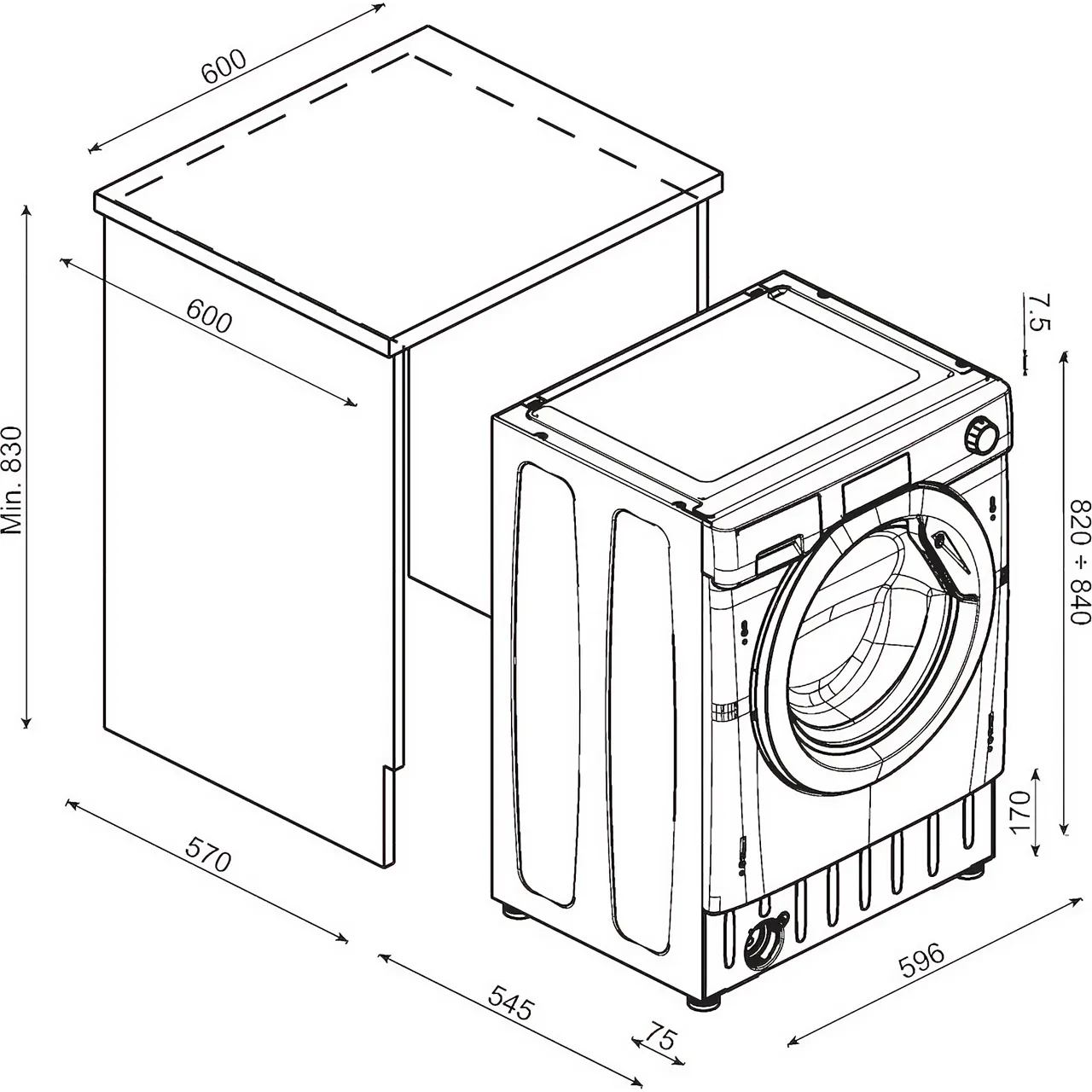 Candy CBW49D1W4-80 Washing Machine 9kg 1400rpm Integrated