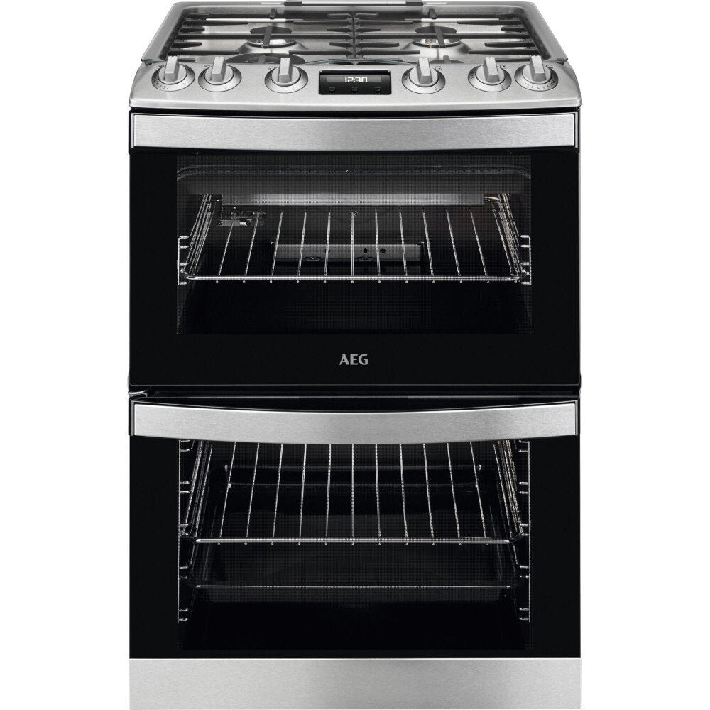AEG CGB6131ACM 60cm Double Gas Cooker Electric Grill Stainless Steel & Black