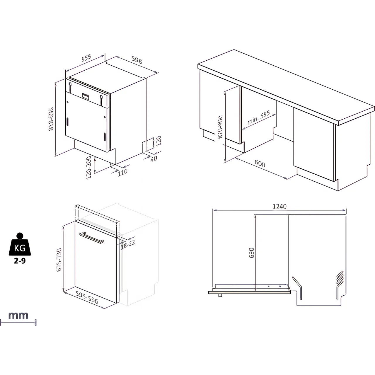 Candy CI5D6F0MA-80 Fully Integrated Dishwasher 60cm GRADE A