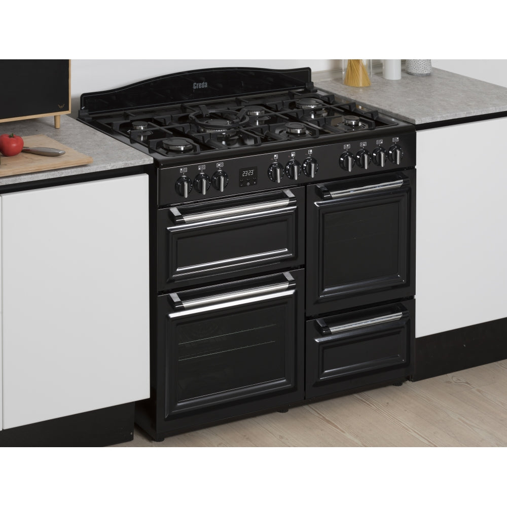 Creda C100RCDFTBL 100cm Traditional Dual Fuel Range Cooker Black