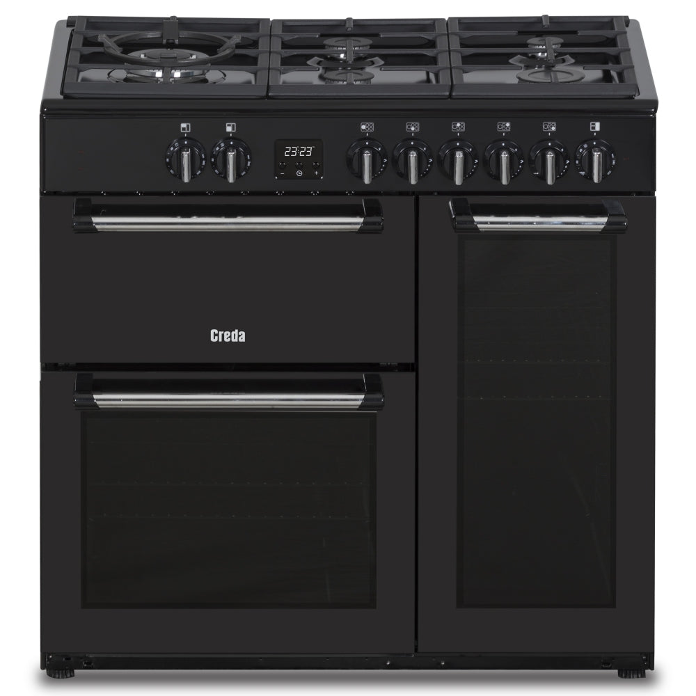 Creda C90RCDFCBL 90cm Contemporary Dual Fuel Range Cooker Black