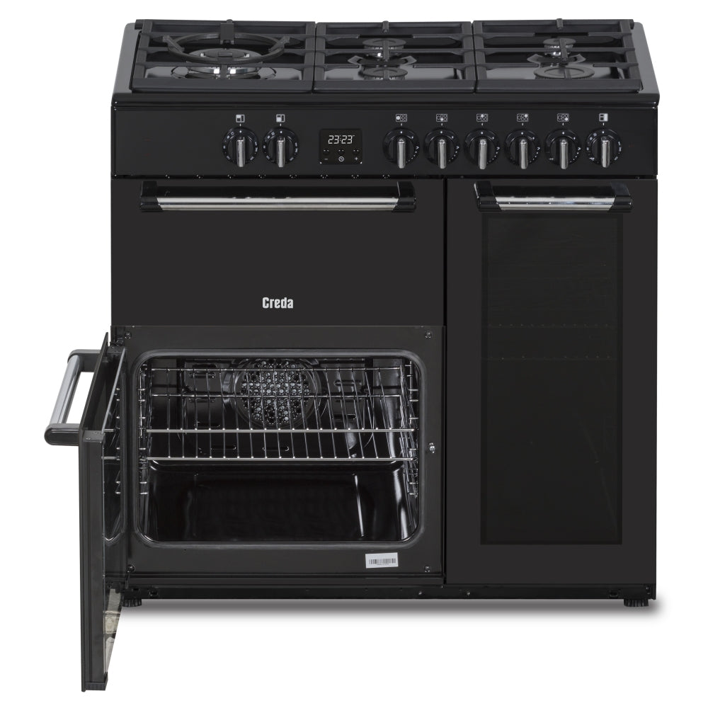 Creda C90RCDFCBL 90cm Contemporary Dual Fuel Range Cooker Black