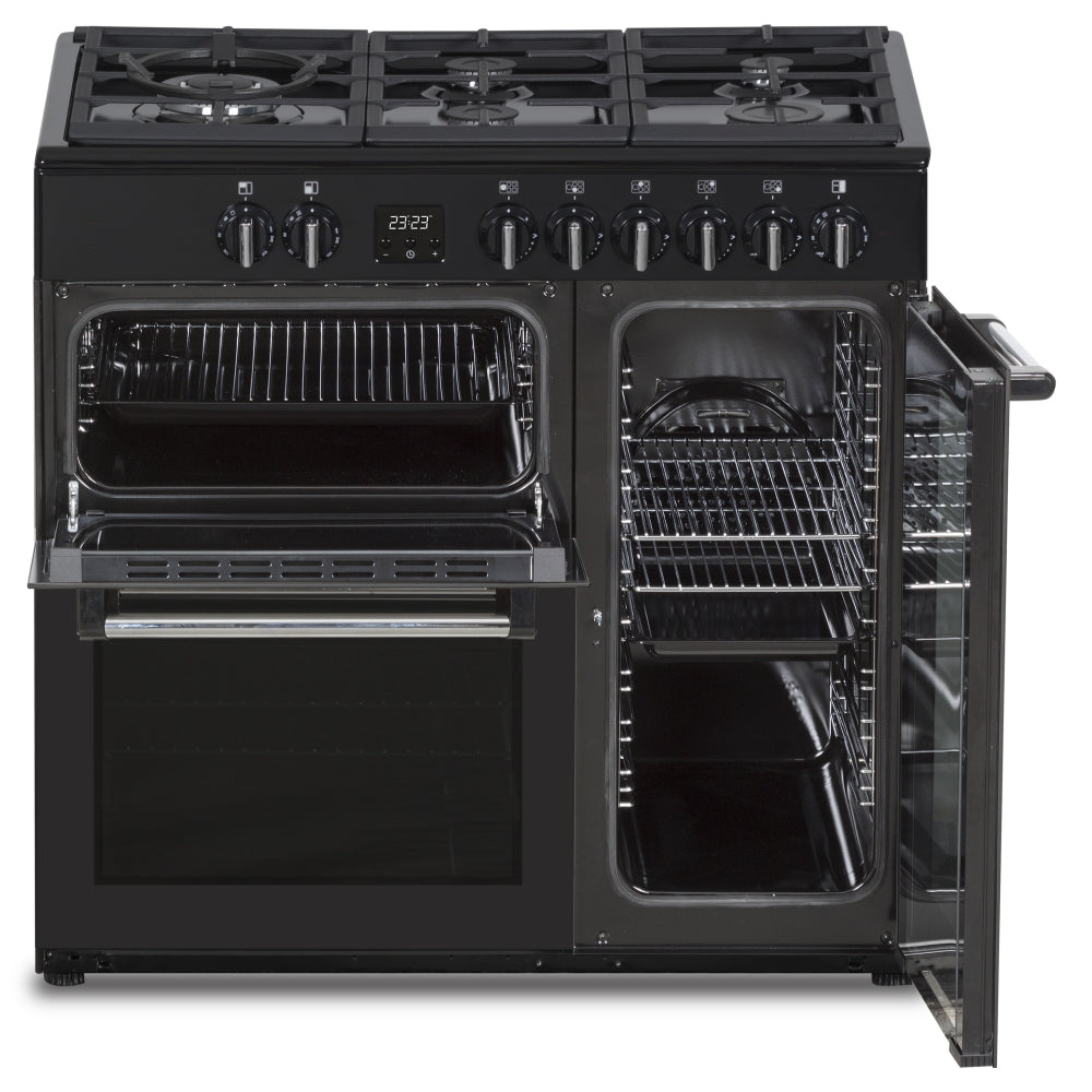 Creda C90RCDFCBL 90cm Contemporary Dual Fuel Range Cooker Black