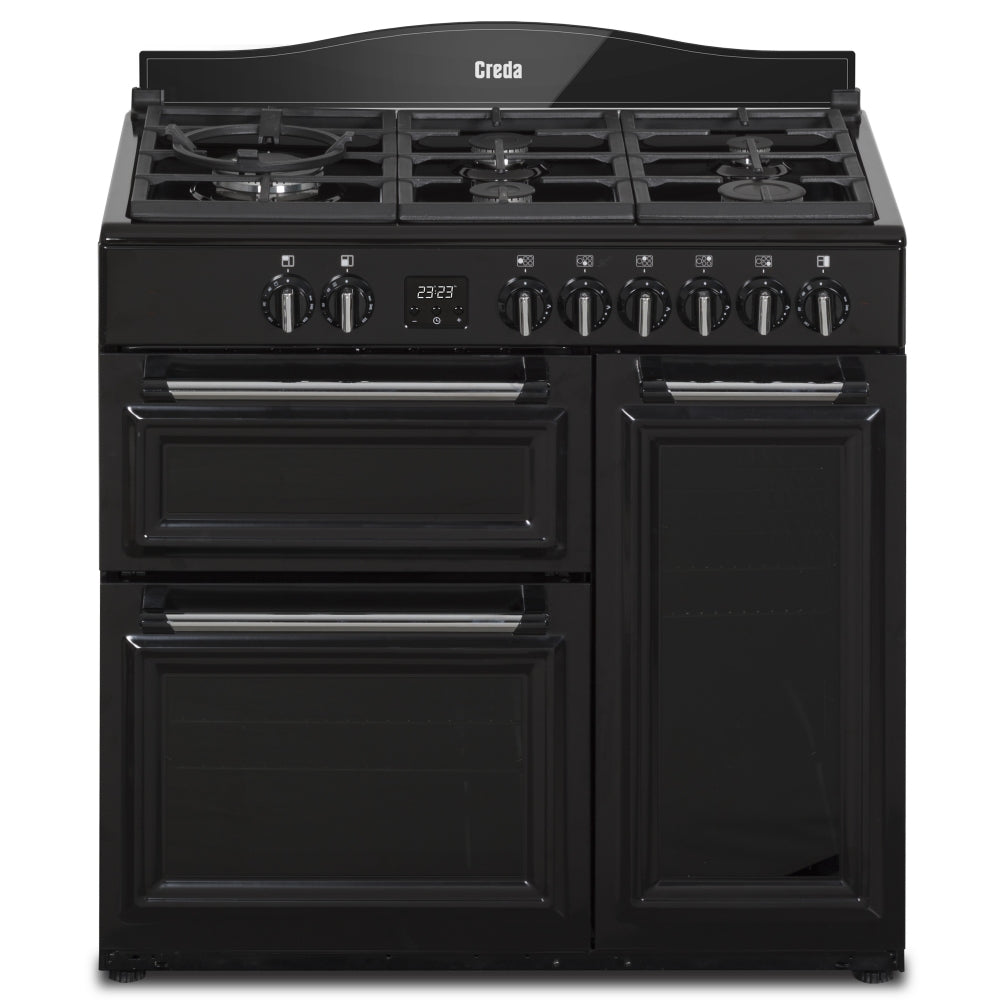 Creda C90RCDFTBL 90cm Traditional Dual Fuel Range Cooker Black GRADE A