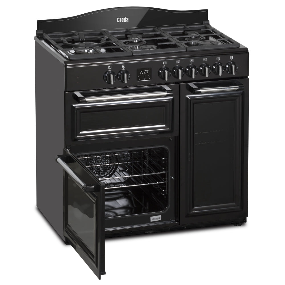 Creda C90RCDFTBL 90cm Traditional Dual Fuel Range Cooker Black